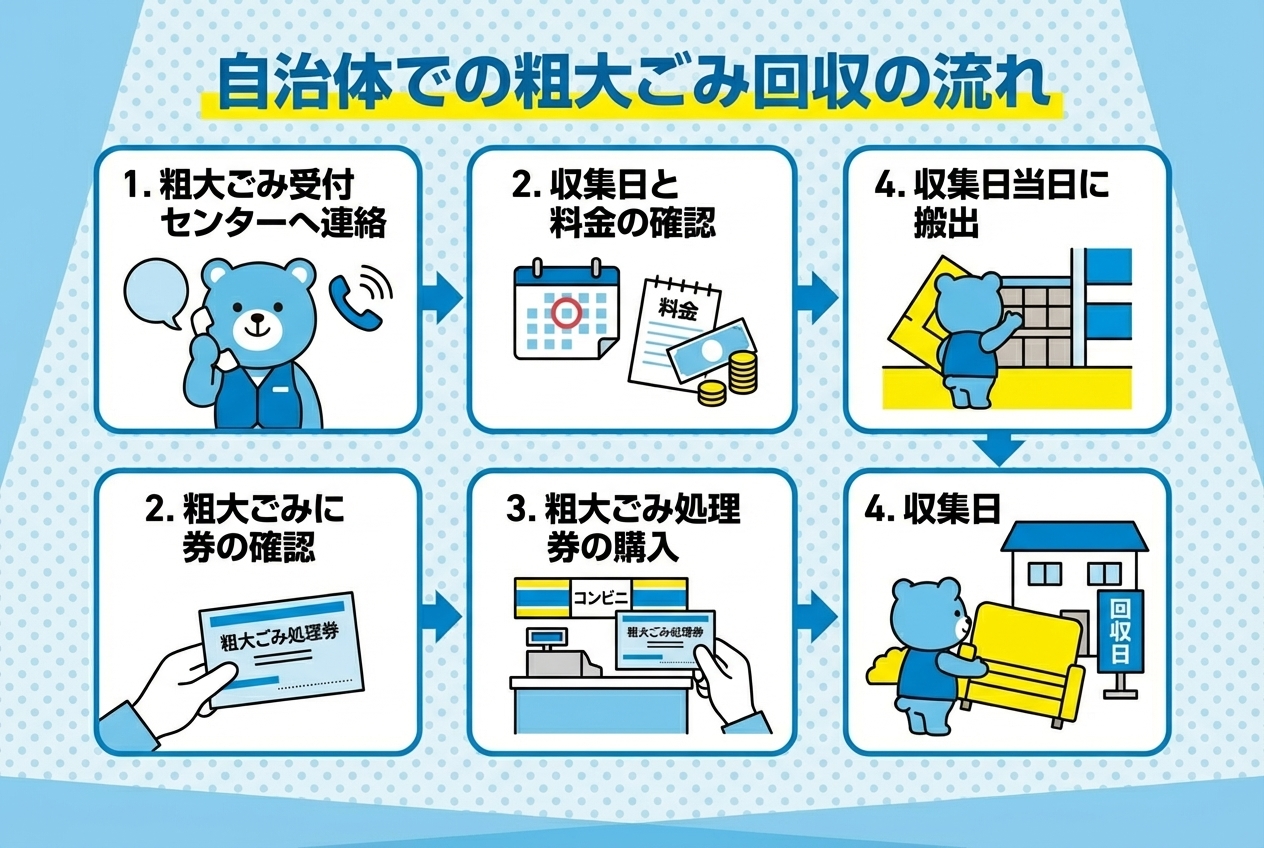 柏市自治体での粗大ゴミ回収の流れ